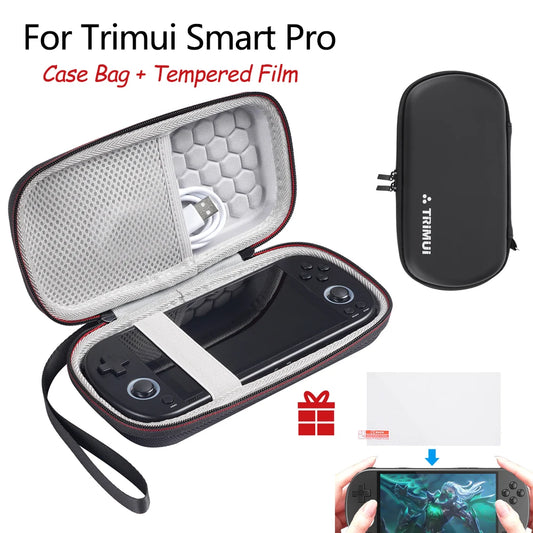For Trimui Smart Pro Carrying Case + Screen Protector Portable Dust Storage Bag for Trimui Smart Pro Retro Handheld Game Console